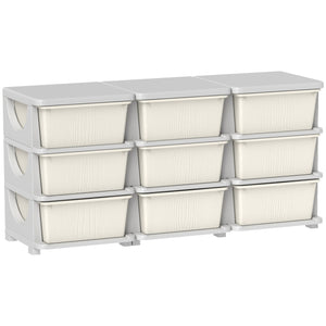 English Elm Qaba 3 Tier Kids Storage Unit with 9 Removable Plastic Drawers 14L Capacity Space-Saving Organizer Cream White W2225P229205