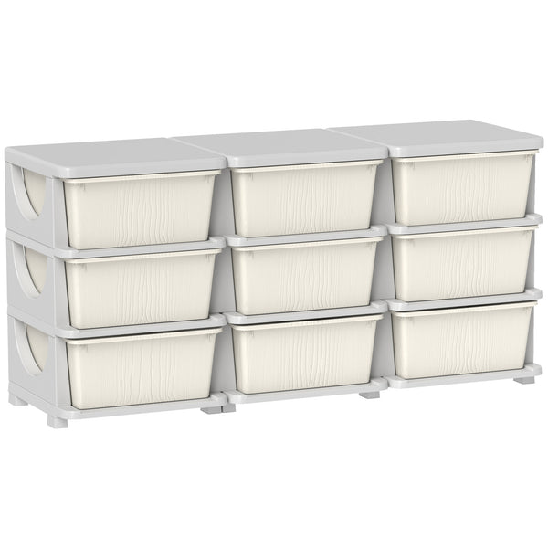 English Elm Qaba 3 Tier Kids Storage Unit with 9 Removable Plastic Drawers 14L Capacity Space-Saving Organizer Cream White W2225P229205
