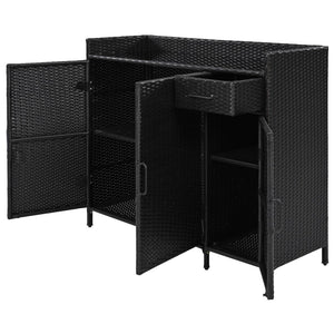English Elm K&k Outdoor Wicker Bar Cabinet with Tempered Glass Top Adjustable Shelving and Drawer Black Brown N707P233745B