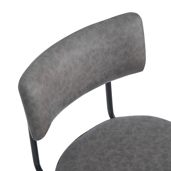 English Elm Christopher Knight Home® - 26''Retro Curved Back Swivel Counter Stools Set of 2 with Bowknot Footrest Smooth PU Leather Comfort Grey N780P199991G