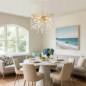 English Elm 6-light Rectangular Chandelier Seeded Glass Gold Farmhouse Fixture for Dining Rooms W5008P466531