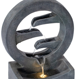 English Elm 26.77"h Gray Polyresin Tiered Cascading Outdoor Fountain with Warm Led Patio Accent N765P355054G