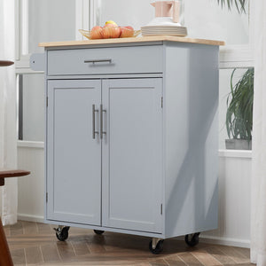 English Elm Homcom Versatile Rolling Kitchen Island Cart With Drawer, Storage, Towel Rack, Gray Finish & Mobility W2225P217943
