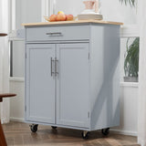 English Elm Homcom Kitchen Island Cart Rolling Trolley Cart With Drawer, Storage Cabinet & Towel Rack, Gray