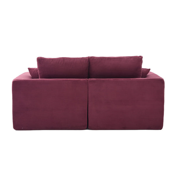 English Elm UNITED Cloud Couch Modular Sectional Sofa with Corduroy Cover, Ergonomic 2-Seater, No Assembly Needed WINE RED W1568P371121