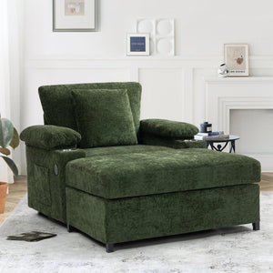 English Elm Ergonomic Oversized Chenille Accent Chair with Lumbar Support and Usb Charging Port W2606P255581