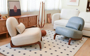English Elm Cute Faux Leather Armless Accent Chair Solid Wood Legs Cushioned Seat Modern Blue W2105P440973