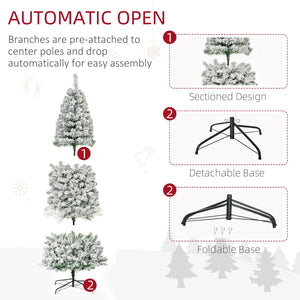 English Elm Artificial Snow Flocked Pencil Tree 9 Ft Tall with 550 Warm White Led Lights T3971P415478