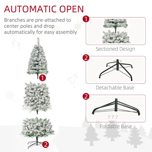 English Elm Artificial Snow Flocked Pencil Tree 9 Ft Tall with 550 Warm White Led Lights T3971P415478