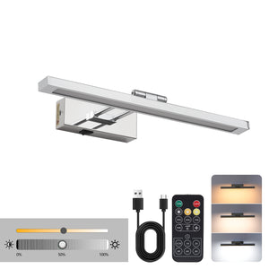 English Elm Battery Picture Light 16" Wireless LED Rechargeable Art Light with Remote Dimmer Sleek Metal Finish Chrome W2312P374957