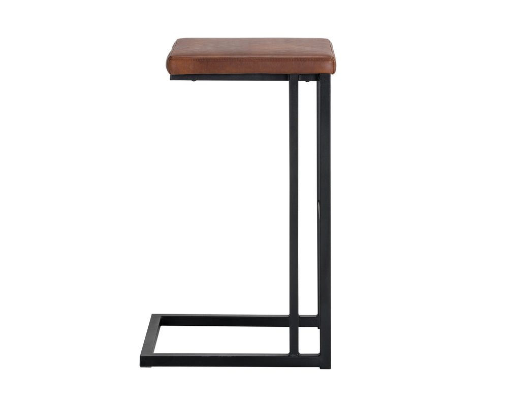 Sunpan Boone Modern Industrial Backless Stool Set of 2 - Durable Cantilever Design for Home or Bar Use Black / Bravo Cognac