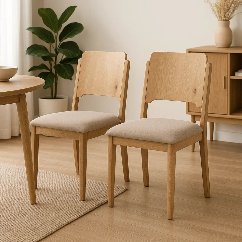 English Elm Aruk Upholstered Dining Chair Set Curved Back Tapered Wood Legs Transitional Style B056P417077