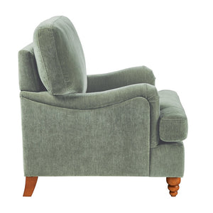 English Elm Candor Overstuffed Accent Chair with English Roll Arms and Walnut Turned Legs Sage B050P466461