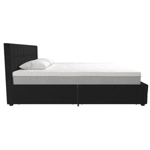 English Elm Upholstered Velvet Storage Bed with Tufted Headboard and Four Drawers for Bedroom B2733S00007