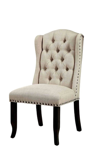 English Elm Rustic 2Pc Wingback Side Chair Set With Button Tufting & Nailhead Trim In Antique Black & Beige Finish B2741P408973-GIGA