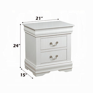 English Elm Solid Pine Nightstand with 2 Drawers and Brushed Nickel Hardware — Spacious Contemporary Storage Solution White B016P253276
