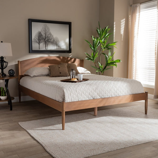 Baxton Studio Baxton Studio Leanora Mid-Century Modern Wood Platform Bed in Rich Ash-Walnut Finish for Timeless Style Queen MG0006-Ash Walnut-Queen