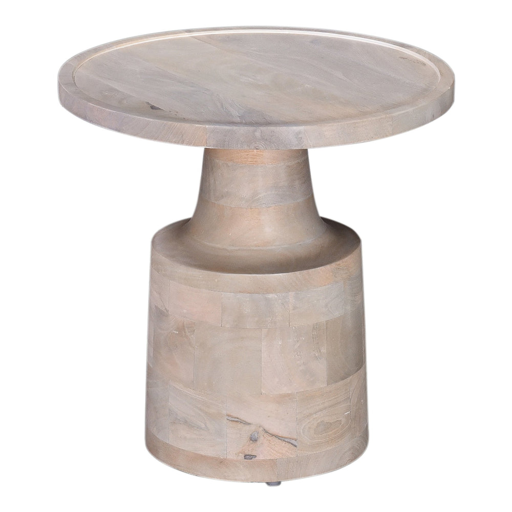 English Elm Contemporary Mango Wood Pedestal Side Table, 18" Round Solid Accent End Table, Natural Grain Finish B011P216679