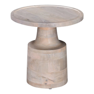 English Elm Contemporary Mango Wood Pedestal Side Table, 18" Round Solid Accent End Table, Natural Grain Finish B011P216679