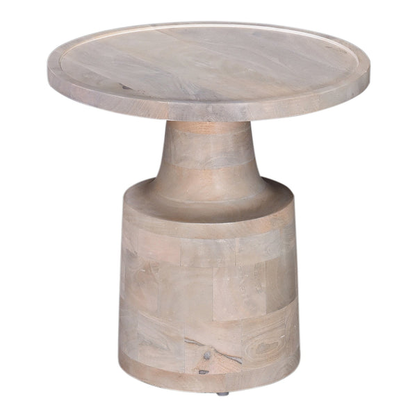 English Elm Contemporary Mango Wood Pedestal Side Table, 18" Round Solid Accent End Table, Natural Grain Finish B011P216679