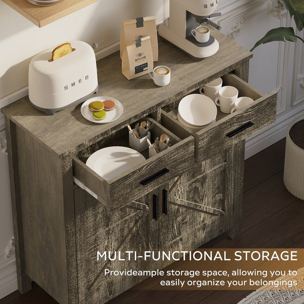 English Elm Kitchen Storage Cabinet Modern Farmhouse Buffet Sideboard with Spacious Drawers and Sturdy Storage Slate finish Grey W2386P207776