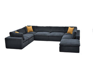 English Elm Coffee Bean Textured Modular Sectional Sofa Low Profile Living Room Contemporary Dark Gray B2748S00083