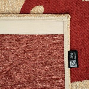 Louis de Poortere Craft Collection Ribbon Calligraphy Inspired Area Rug Bold Textured Pile for Living Rooms Imperial Red 5'7 x 7'9 120318