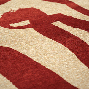 Louis de Poortere Craft Collection Ribbon Calligraphy Inspired Area Rug Bold Textured Pile for Living Rooms Imperial Red 5'7 x 7'9 120318