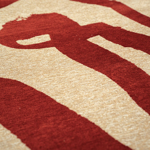 Louis de Poortere Craft Collection Ribbon Calligraphy Inspired Area Rug Bold Textured Pile for Living Rooms Imperial Red 5'7 x 7'9 120318