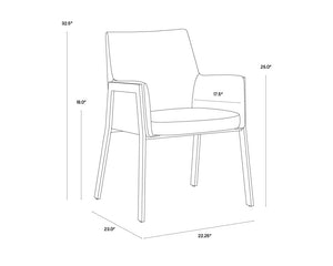 Sunpan Bernadette Dining Armchair – Elegant Design with Antique Brass Frame and Durable Faux Leather Upholstery Bravo Cognac