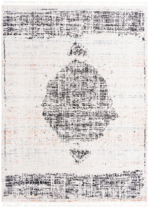 Unique Loom Aramis Selif Machine Made Tribal Rug Ivory, Black/Light Blue/Rust Red/Orange 9' 0" x 12' 2"