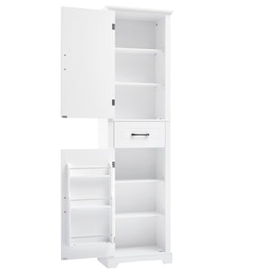 English Elm Tall Bathroom Storage Cabinet with Slim Profile, Adjustable Shelves, Anti-Tip Safety & Painted MDF Finish White N725P246463K