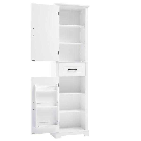 English Elm Tall Bathroom Storage Cabinet with Slim Profile, Adjustable Shelves, Anti-Tip Safety & Painted MDF Finish White N725P246463K