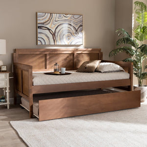 Baxton Studio Baxton Studio Toveli Vintage Daybed with Trundle, Ash Walnut Finish & Woven Rattan for Chic Comfort MG0015-Ash Walnut Rattan-Daybed-T/T