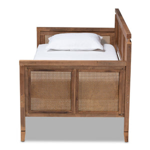 Baxton Studio Baxton Toveli Vintage Daybed - French-Inspired Ash Walnut Wood & Woven Rattan for Cozy Elegance MG0015-Ash Walnut Rattan-Daybed
