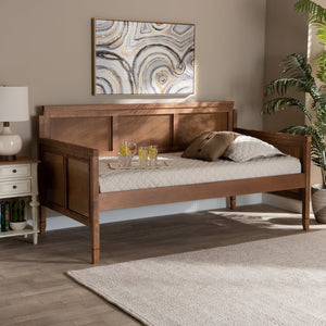 Baxton Studio Baxton Toveli Vintage Daybed - French-Inspired Ash Walnut Wood & Woven Rattan for Cozy Elegance MG0015-Ash Walnut Rattan-Daybed