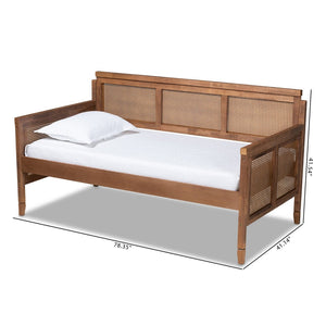 Baxton Studio Baxton Toveli Vintage Daybed - French-Inspired Ash Walnut Wood & Woven Rattan for Cozy Elegance MG0015-Ash Walnut Rattan-Daybed