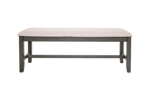 English Elm 6 6-Pcs Dining Set Rustic Gray Rectangular Table with Bench & 4 Padded Ladder-Back Chairs for Cozy Meals B089S00178