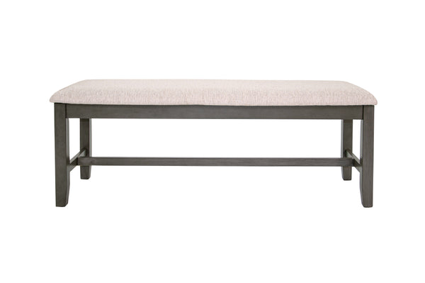 English Elm 6 6-Pcs Dining Set Rustic Gray Rectangular Table with Bench & 4 Padded Ladder-Back Chairs for Cozy Meals B089S00178