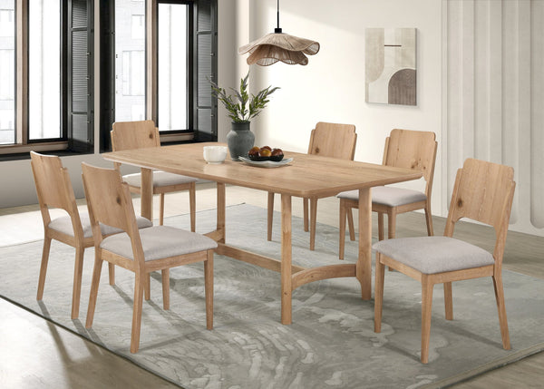 English Elm Modern Arden Warm Wood Dining Table 78.7"W x 39.4"D x 30"H Beige Finish Rounded Corners Cozy Gatherings B011P373695