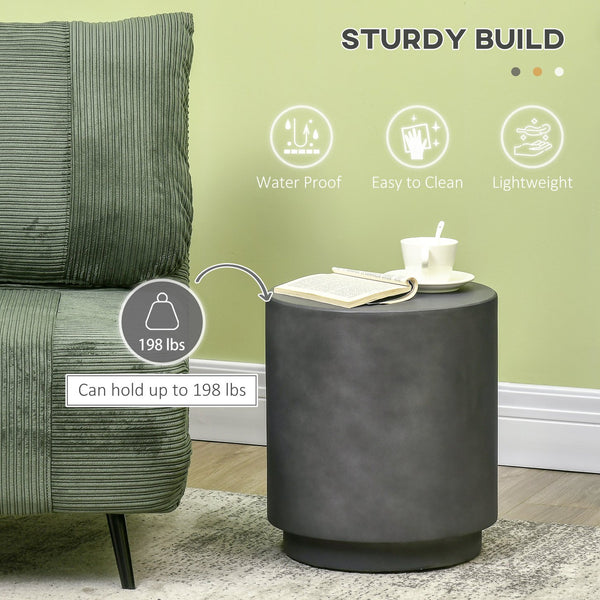 English Elm HOMCOM Modern Round 32" Coffee Table with Wood Grain Top and Black Metal Frame, Durable & Versatile Dark Gray W2225P217446