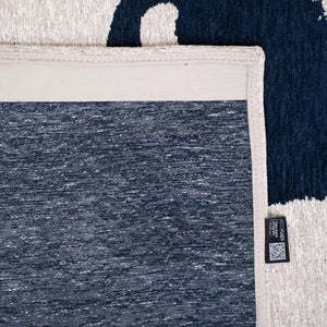 Louis de Poortere Craft Collection Ribbon Calligraphy Inspired Area Rug Bold Textured Pile for Living Rooms Sea Ink 7'9 x 11'2 120323