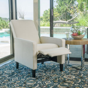 English Elm Christopher Knight Home® - Minimalist Push Back Chair with Thick Cushion and Birch Wood Legs for Stylish, Durable Comfort Beige 57444.00BEI
