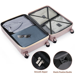 English Elm Luggage Set of 3 Abs Hard Shell Suitcases with Spinner Wheels and Built in Cup Holder Brown N726P296016B