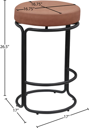 Madison Cognac Vegan Leather Counter Stool 984Cognac-C Meridian Furniture