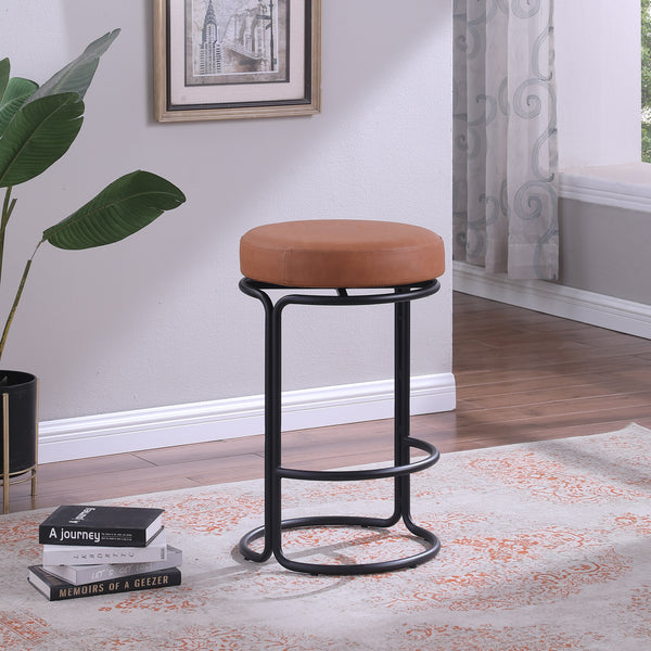 Madison Cognac Vegan Leather Counter Stool 984Cognac-C Meridian Furniture
