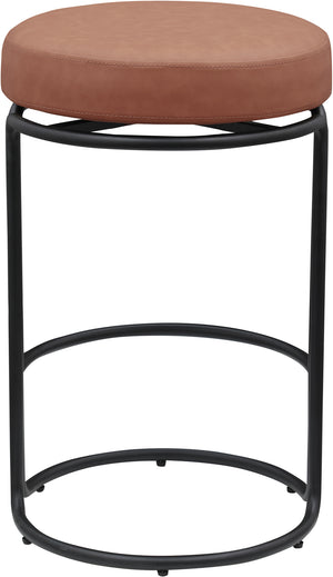 Madison Cognac Vegan Leather Counter Stool 984Cognac-C Meridian Furniture