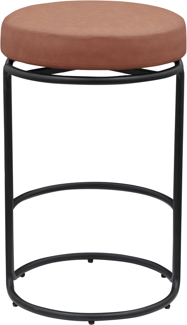 Madison Cognac Vegan Leather Counter Stool 984Cognac-C Meridian Furniture