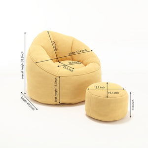 English Elm Bedding Super Fiber Bean Bag Sofa Chair with High-Density Foam Padding and Removable Cover for Ultimate Comfort Yellow W1996P183284
