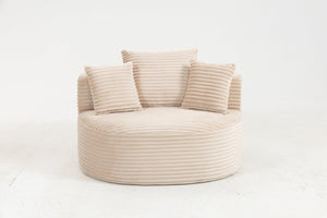 English Elm Full Foam Corduroy Single Seat Lounge Sofa with Lumbar Pillows for Small Spaces Beige W3326P350901